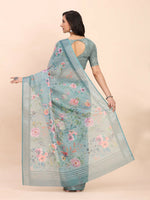 Thumbnail for Astita Linen Cotton Sea Green Saree