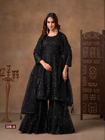Thumbnail for Anaita Black Net Sharara Suit With Heavy Sequin Work - Distacart