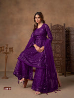 Thumbnail for Anaita Violet Net Sharara Suit With Heavy Sequin Work - Distacart