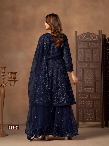 Anaita Navy Net Sharara Suit With Heavy Sequin Work - Distacart