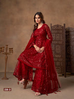 Thumbnail for Anaita Red Net Sharara Suit With Heavy Sequin Work - Distacart