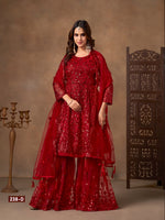 Thumbnail for Anaita Red Net Sharara Suit With Heavy Sequin Work - Distacart
