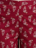 Thumbnail for Anouk Maroon Printed Beaded Angrakha Anarkali Pure Cotton Kurta with Trousers & Dupatta