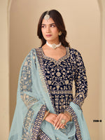 Thumbnail for Anaita Navy Velvet Anarkali Suits With Heavy Embroidery Work - Distacart