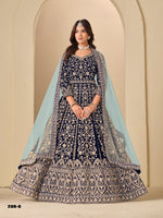 Thumbnail for Anaita Navy Velvet Anarkali Suits With Heavy Embroidery Work - Distacart
