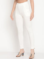 Thumbnail for TAG 7 Women Off-White Solid Ankle-Length Leggings - Distacart