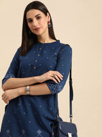 Thumbnail for Anouk Women Mandarin Collar Bandhani Printed Indigo Kurta
