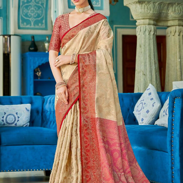 Astita Linen Cotton Cream Saree