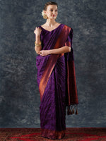 Thumbnail for NOZ2TOZ Women's Silk Blend Purple Woven Design Designer Saree With Blouse Piece - Distacart