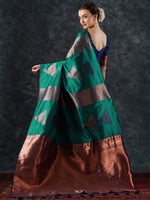 Thumbnail for NOZ2TOZ Women's Silk Blend Teal blue Woven Design Designer Saree With Blouse Piece - Distacart