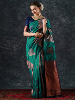 Thumbnail for NOZ2TOZ Women's Silk Blend Teal blue Woven Design Designer Saree With Blouse Piece - Distacart