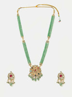 Thumbnail for Ruby Raang Long Kundan Neckpiece With Earrings - Distacart