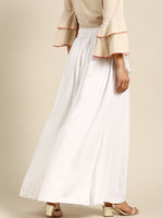 Thumbnail for TAG 7 Women White Solid Flared Palazzos