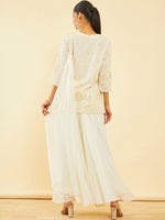 Thumbnail for Soch Ethnic Motifs Embroidered Regular Sequinned Kurti with Palazzos & Dupatta - Distacart
