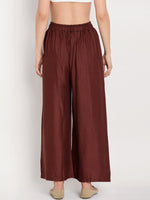 Thumbnail for TAG 7 Women Brown Solid Straight Palazzos
