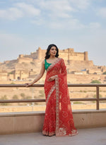 Thumbnail for Teeya Creation New Exclusive Wedding Wear Georgette Saree-Pink - Dista