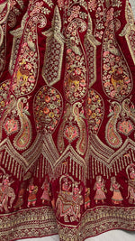 Thumbnail for Jyoti Fashion Women's Rani Pink Velvet Multi Thread Embroidered with Zircon Diamond Work Wedding Lehenga Choli - Distacart