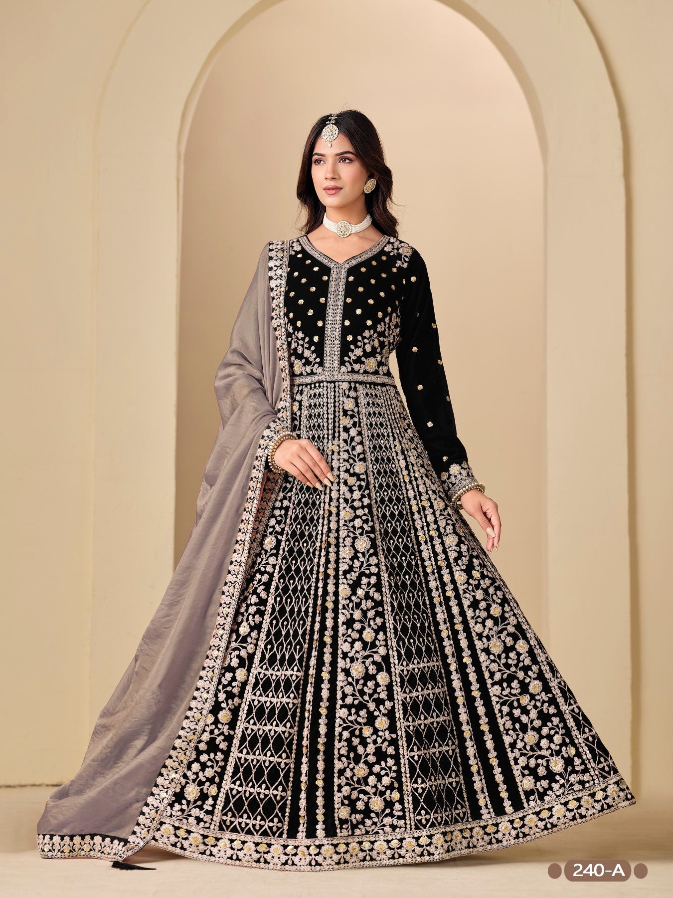 Anaita Black Velvet Anarkali Suits With Heavy Embroidery Work - Distacart