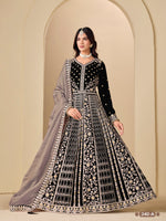 Thumbnail for Anaita Black Velvet Anarkali Suits With Heavy Embroidery Work - Distacart