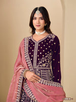 Thumbnail for Anaita Purple Velvet Anarkali Suits With Heavy Embroidery Work - Distacart