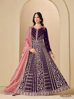 Thumbnail for Anaita Purple Velvet Anarkali Suits With Heavy Embroidery Work - Distacart