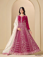 Thumbnail for Anaita Magenta Velvet Anarkali Suits With Heavy Embroidery Work - Distacart