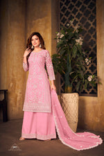 Thumbnail for Anaita Pink Embroidered Net Plazzo Suit - Distacart