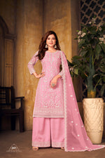 Thumbnail for Anaita Pink Embroidered Net Plazzo Suit - Distacart