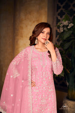 Thumbnail for Anaita Pink Embroidered Net Plazzo Suit - Distacart