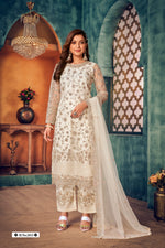 Thumbnail for Anaita White Embroidered Net Salwar Suit - Distacart
