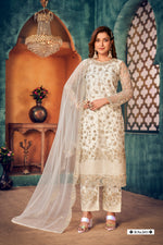 Thumbnail for Anaita White Embroidered Net Salwar Suit - Distacart