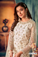 Thumbnail for Anaita White Embroidered Net Salwar Suit - Distacart
