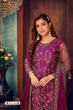Thumbnail for Anaita Purple Embroidered Net Salwar Suit - Distacart