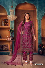 Thumbnail for Anaita Purple Embroidered Net Salwar Suit - Distacart