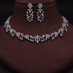Thumbnail for Tehzeeb Creations Silver Pleated White Diamond With Baby Pink Beads Necklace Set - Distacart