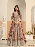 Thumbnail for Anaita Brown Faux Georgette Anarkali Suit With Embroidery Work - Distacart