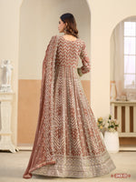 Thumbnail for Anaita Brown Faux Georgette Anarkali Suit With Embroidery Work - Distacart