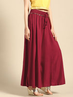 Thumbnail for TAG 7 Women Maroon Solid Flared Palazzos