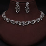 Thumbnail for Tehzeeb Creations Silver Pleated White Diamond With Grey Beads Necklace Set - Distacart