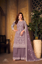 Thumbnail for Anaita Lavender Embroidered Net Plazzo Suit - Distacart
