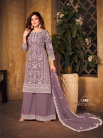 Thumbnail for Anaita Lavender Embroidered Net Plazzo Suit - Distacart