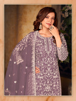 Thumbnail for Anaita Lavender Embroidered Net Plazzo Suit - Distacart