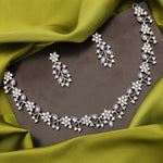 Thumbnail for Tehzeeb Creations Silver Pleated White Diamond With Lavender Beads Necklace Set - Distacart