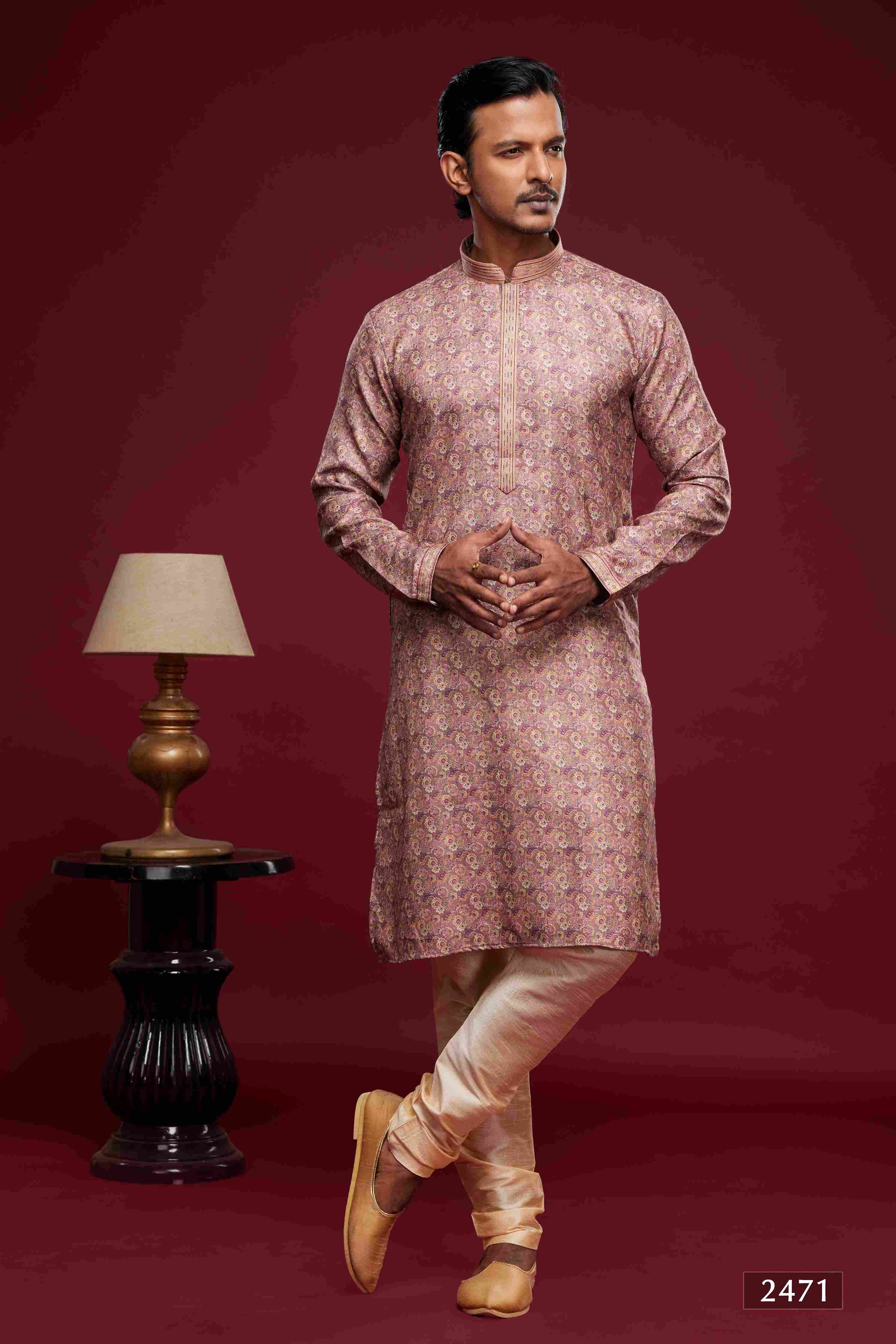 Raivat Ethnic Art Silk Digital Print Pintux Work Kurta Pajama In Light Pink Colour - Distacart