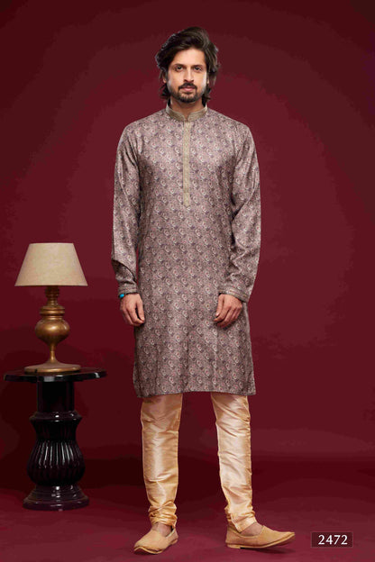 Raivat Ethnic Art Silk Digital Print Pintux Work Kurta Pajama In Grey Colour - Distacart
