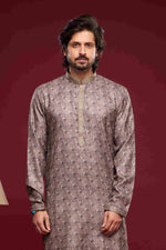 Thumbnail for Raivat Ethnic Art Silk Digital Print Pintux Work Kurta Pajama In Grey Colour - Distacart