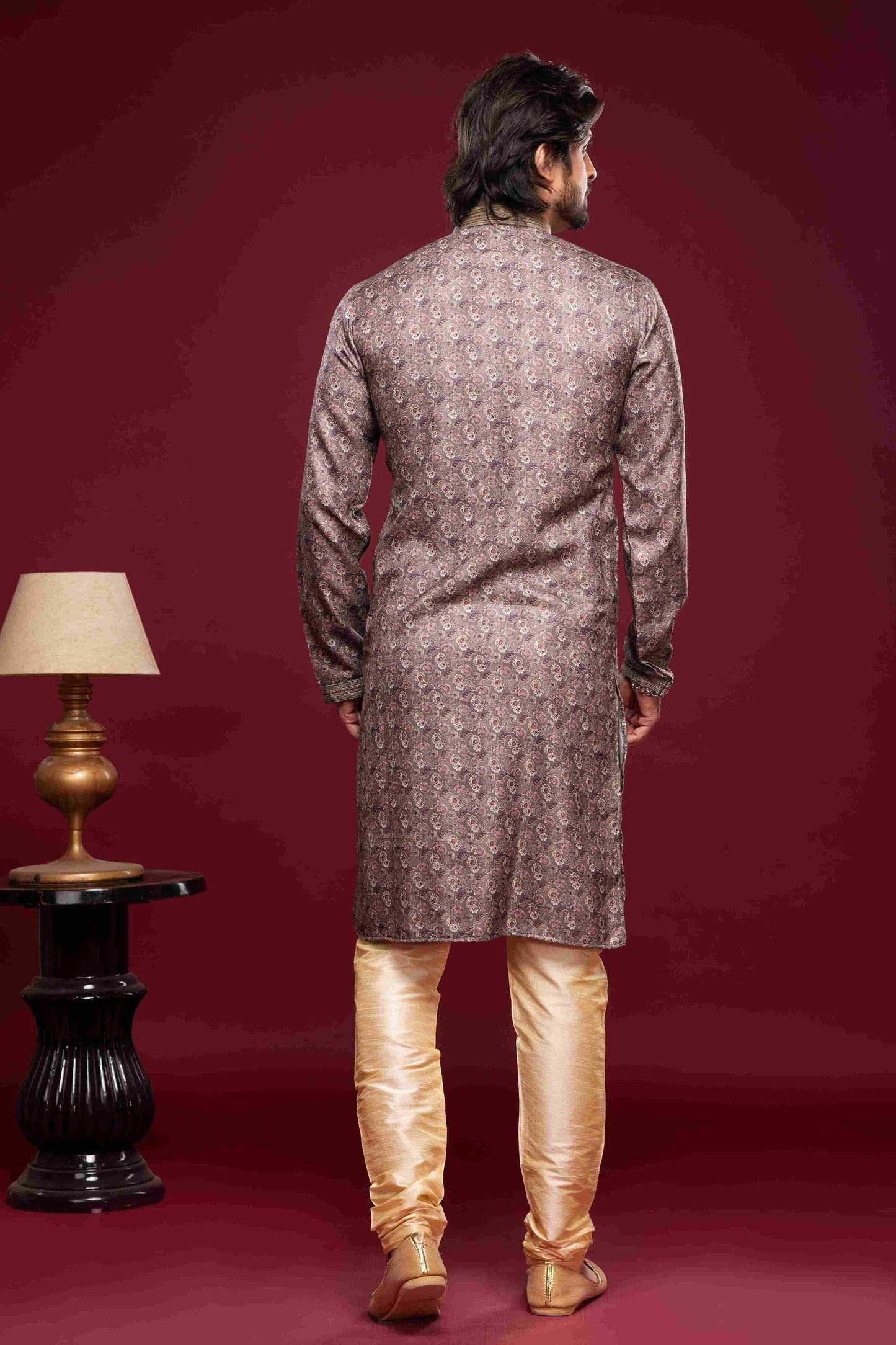 Raivat Ethnic Art Silk Digital Print Pintux Work Kurta Pajama In Grey Colour - Distacart