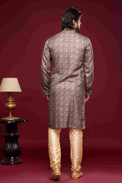 Raivat Ethnic Art Silk Digital Print Pintux Work Kurta Pajama In Grey Colour - Distacart