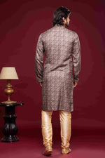 Thumbnail for Raivat Ethnic Art Silk Digital Print Pintux Work Kurta Pajama In Grey Colour - Distacart