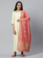 Thumbnail for AURELIA White Ethnic Motifs Satin Maxi Dress